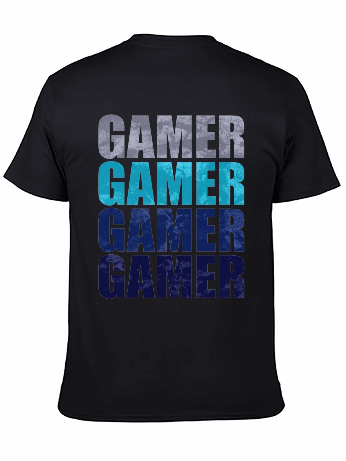 Gamer Gradient Graphic Tee - Black Cotton Casual