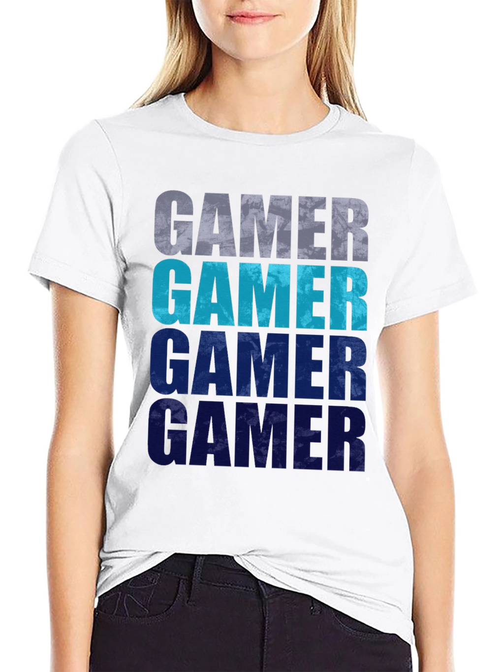 Gamer Gradient Graphic Tee - Black Cotton Casual