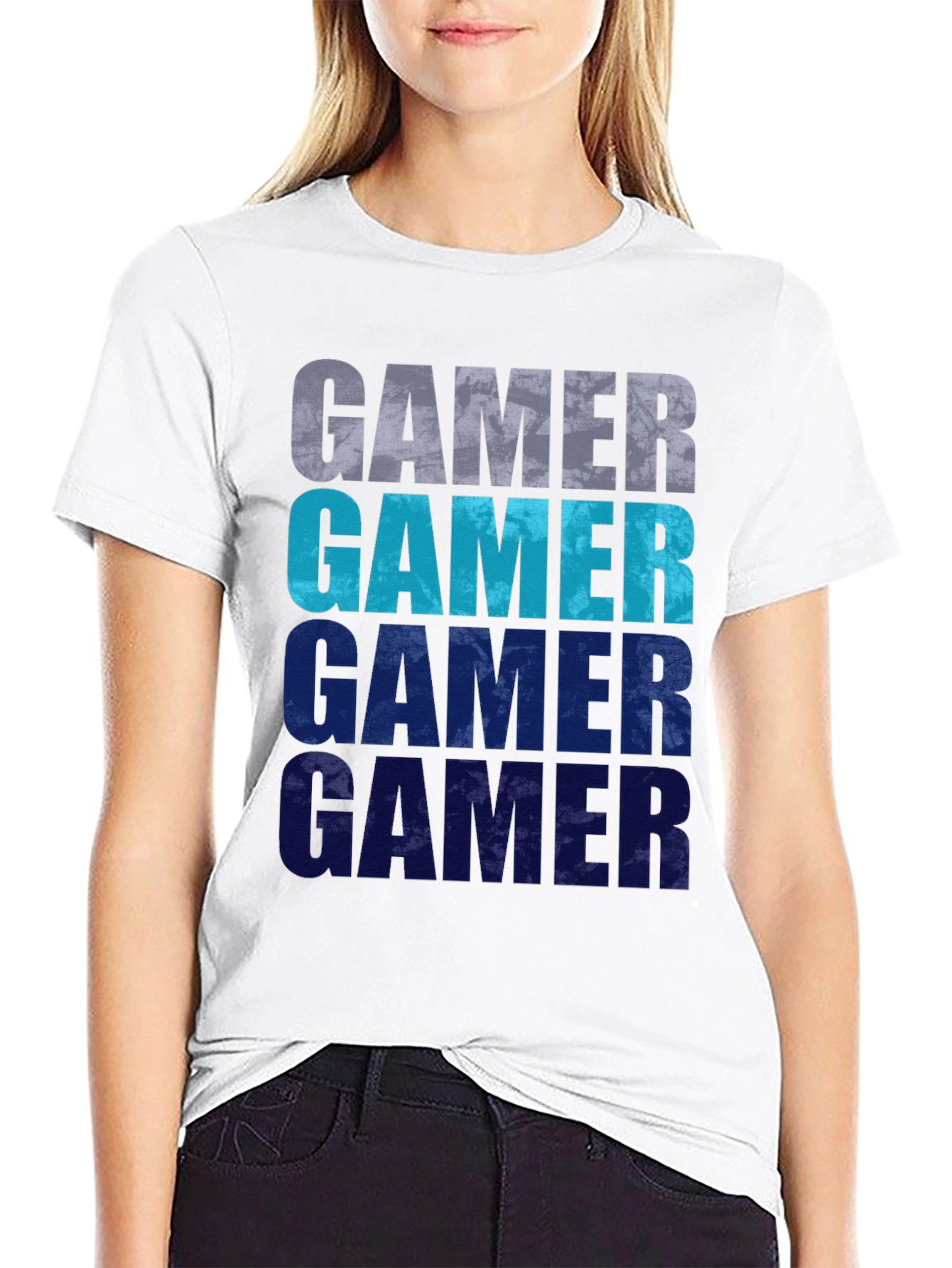 Gamer Gradient Graphic Tee - Black Cotton Casual