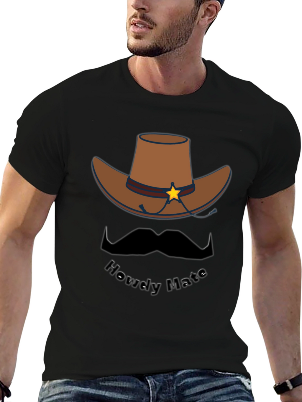 Howdy Mate Cowboy Graphic Tee - Black
