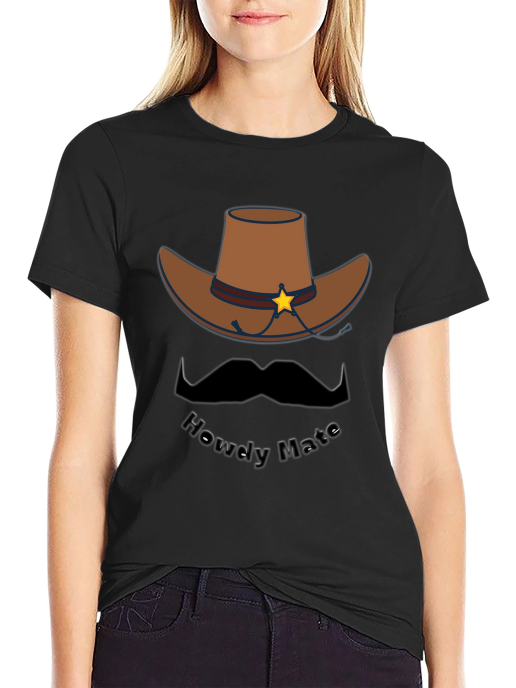 Howdy Mate Cowboy Graphic Tee - Black