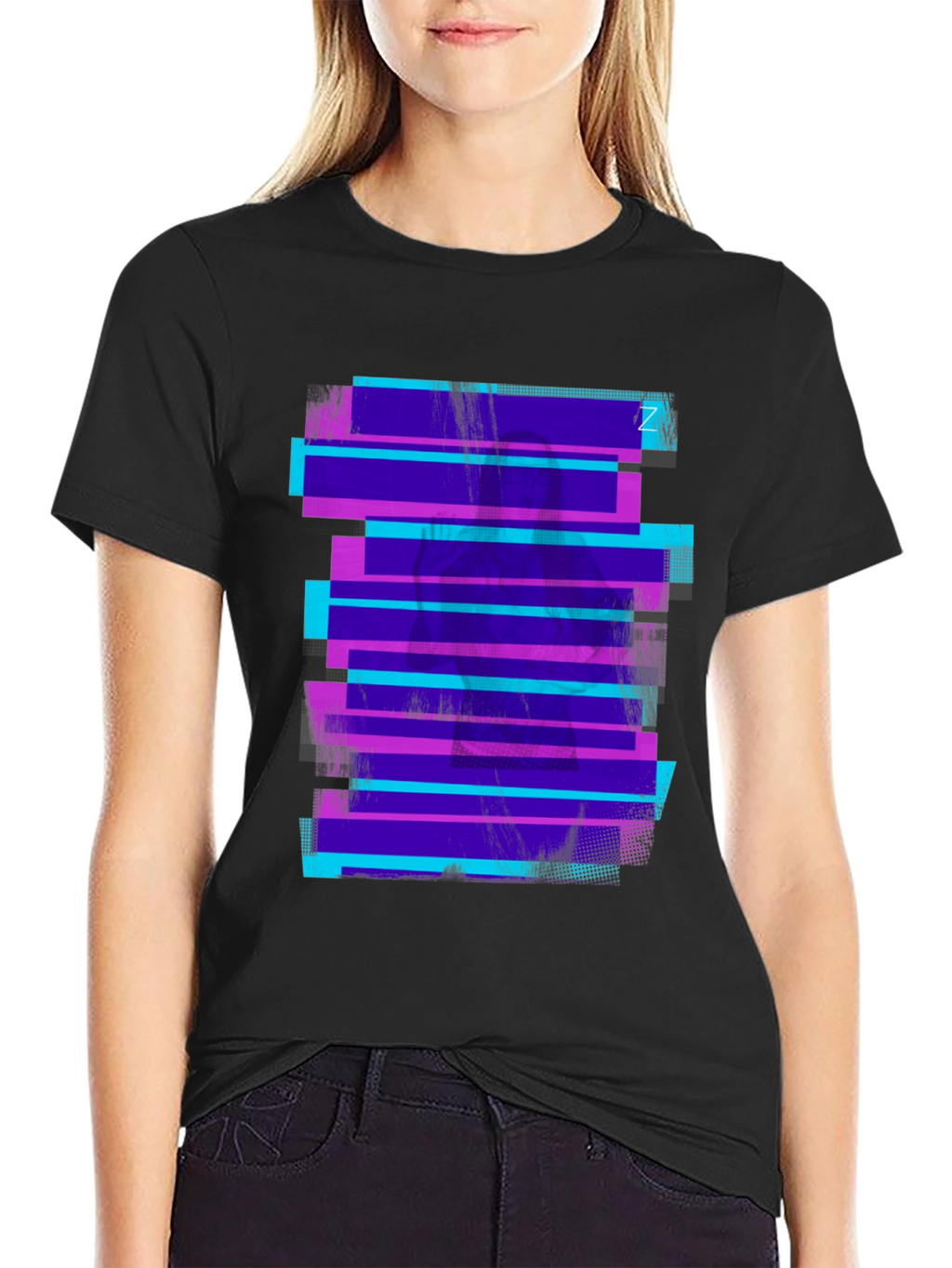 Retro Glitch Tee - Black Graphic Print T-Shirt