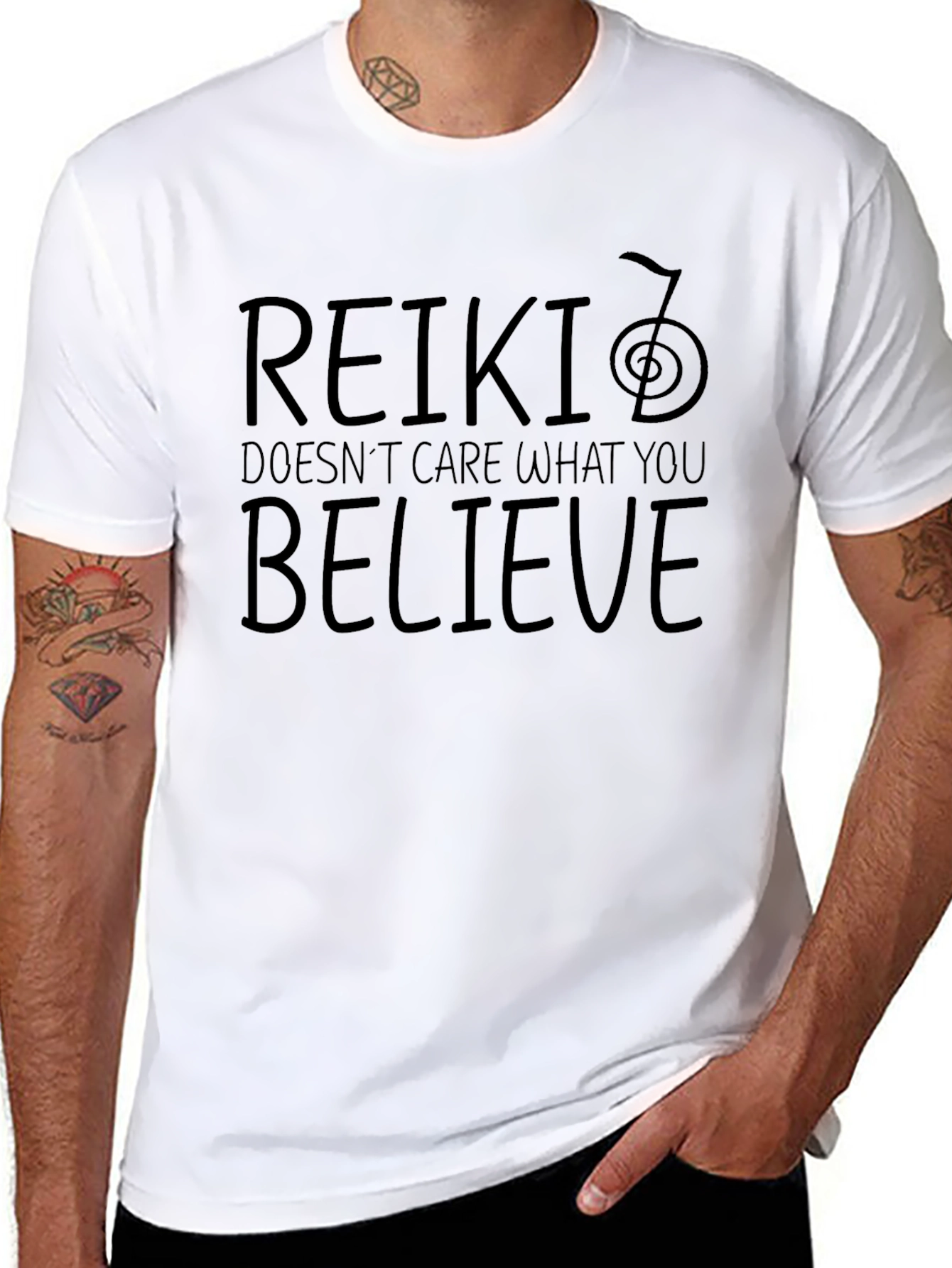 Reiki T-Shirt - Doesnt Care What You Believe - Black
