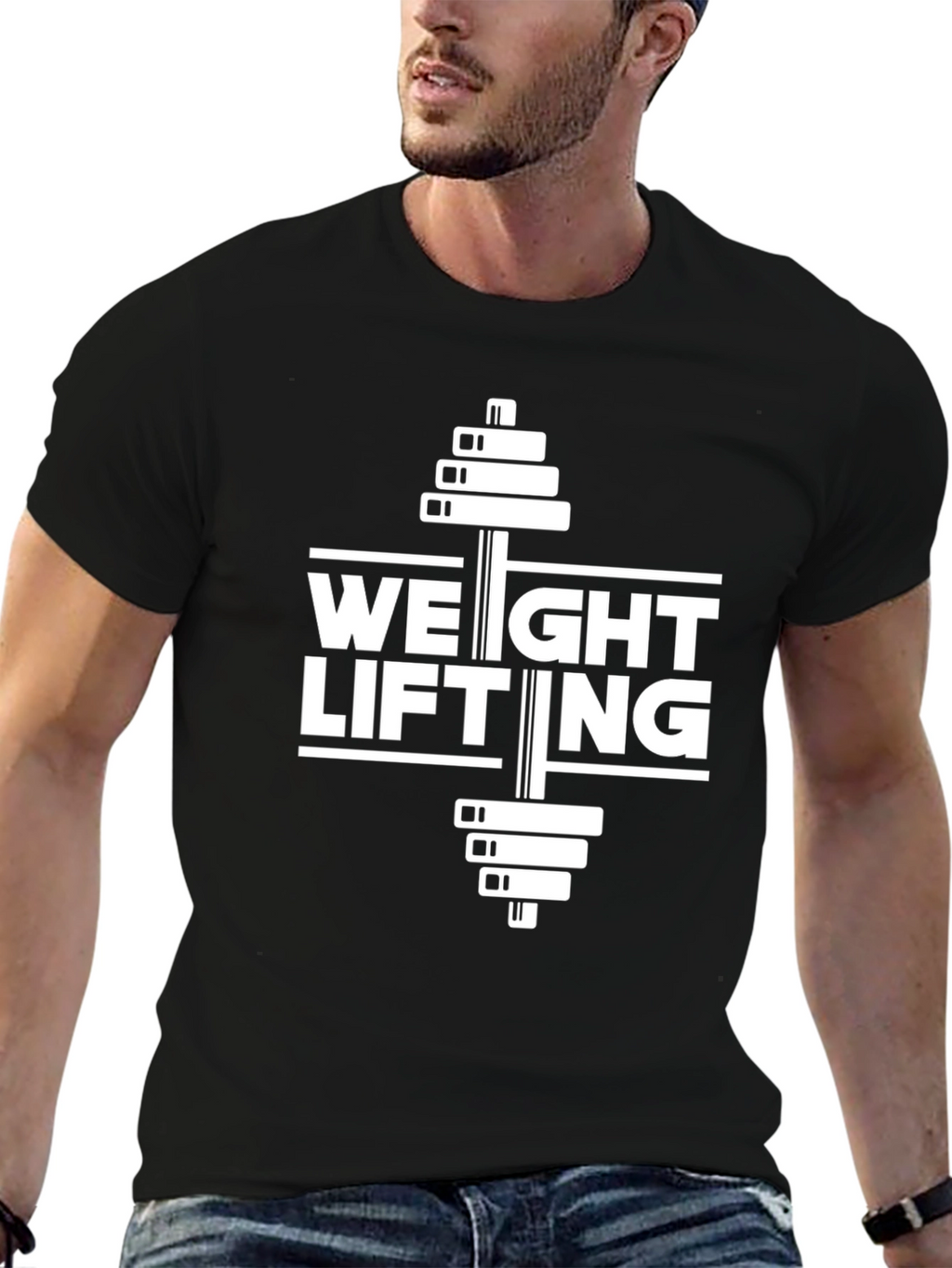 Weight Lifting Graphic Tee - Black Cotton