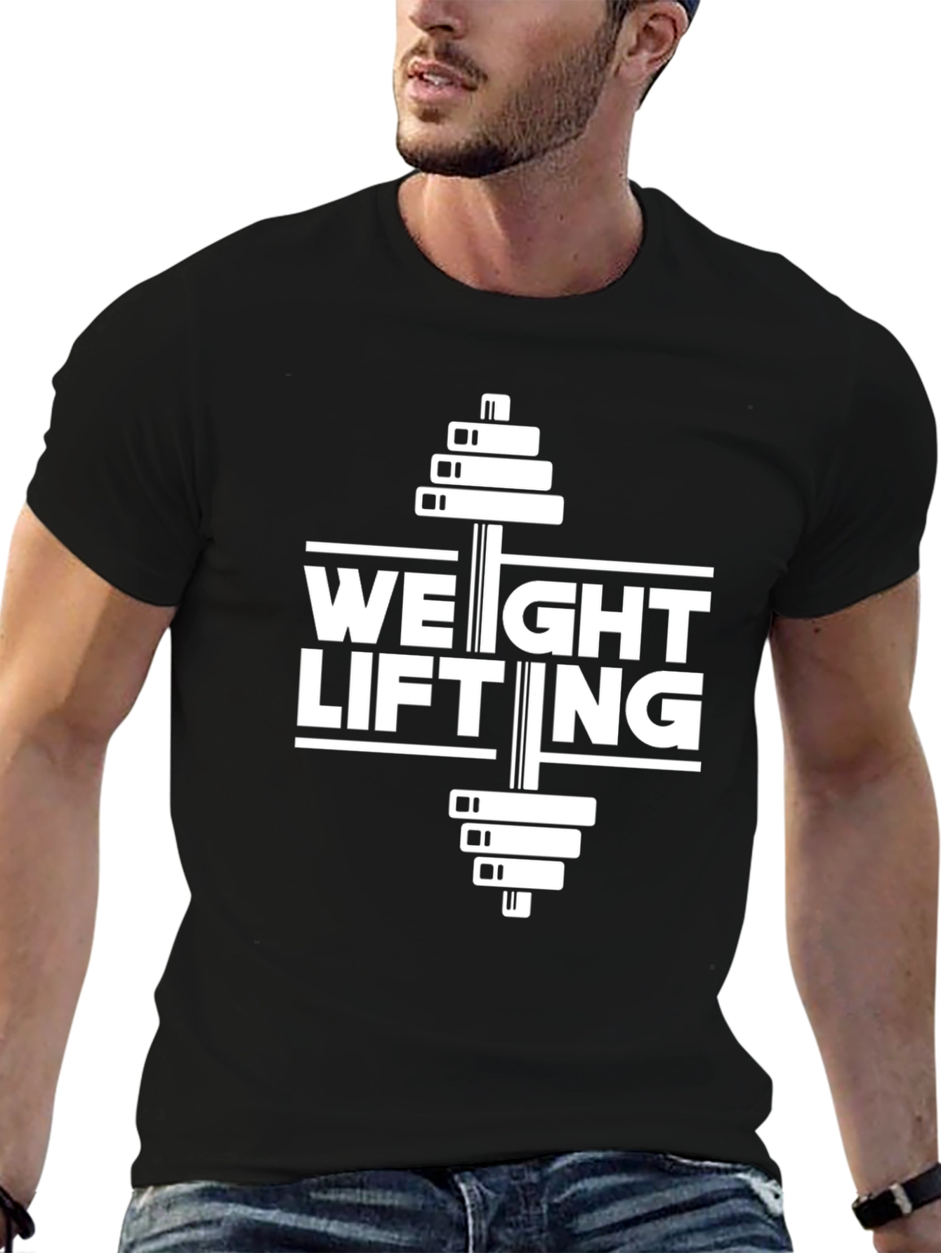 Weight Lifting Graphic Tee - Black Cotton