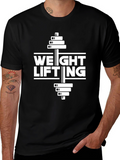 Weight Lifting Graphic Tee - Black Cotton