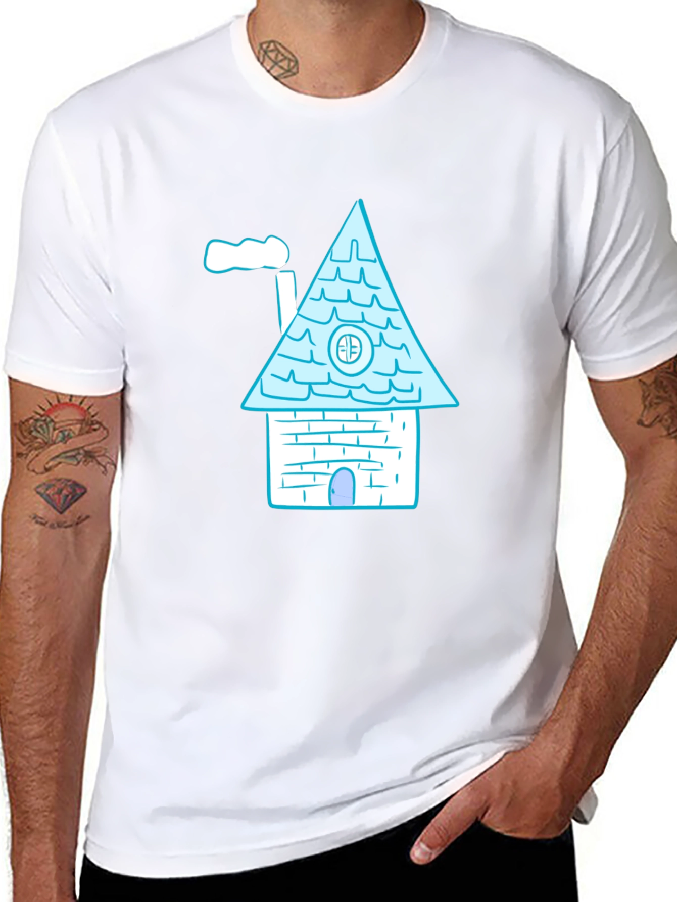Whimsical House Graphic Tee - Black