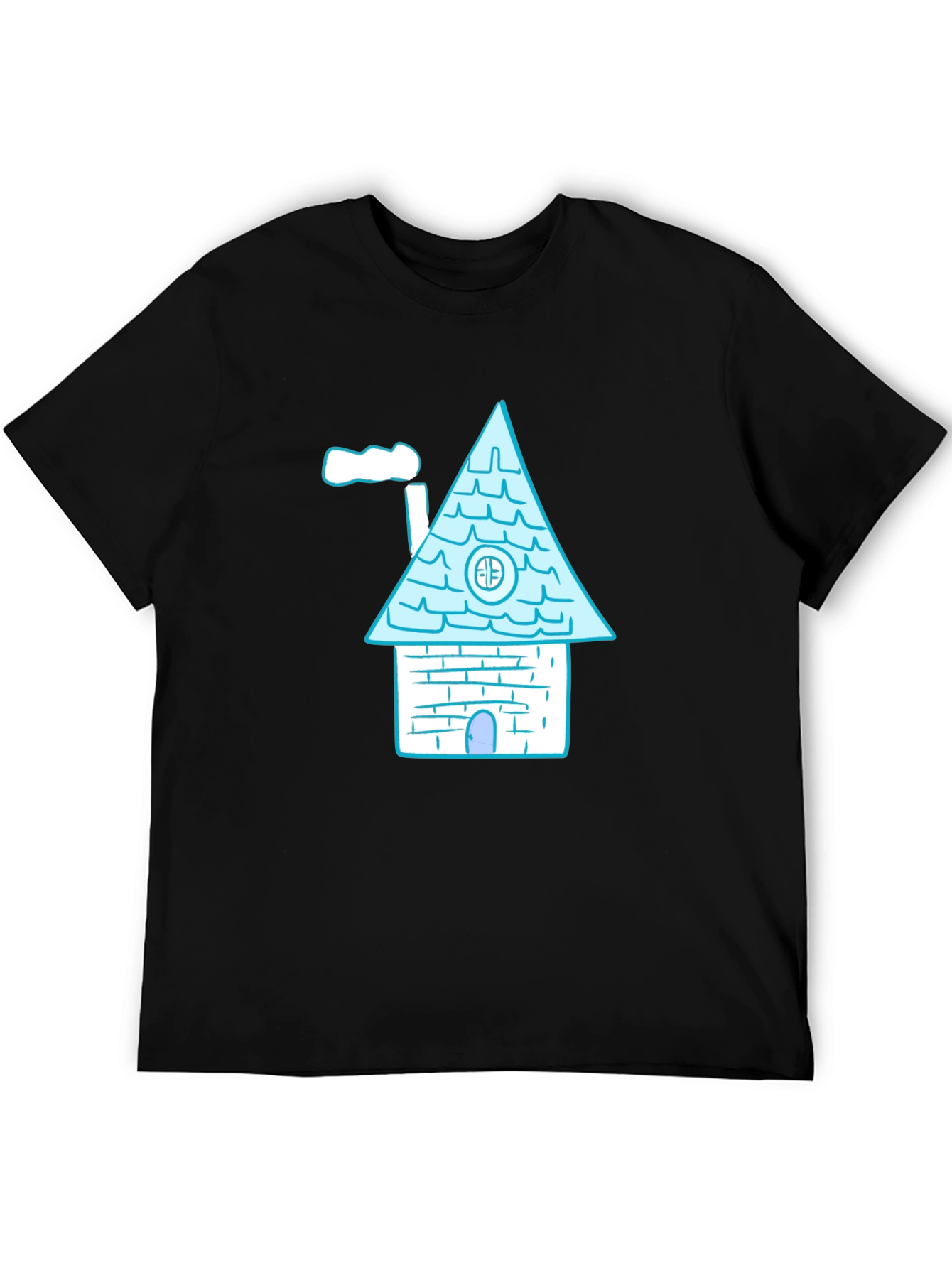 Whimsical House Graphic Tee - Black