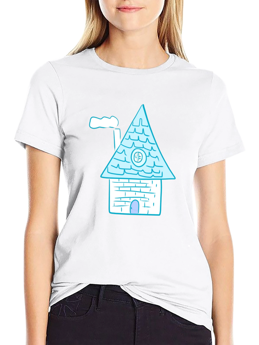 Whimsical House Graphic Tee - Black