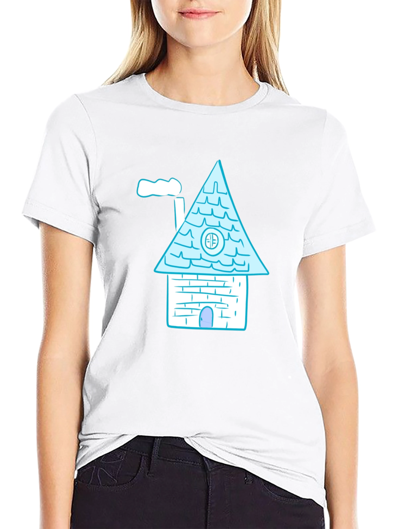 Whimsical House Graphic Tee - Black