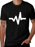 Heartbeat Graphic Tee - Trendy Black Cotton T-Shirt