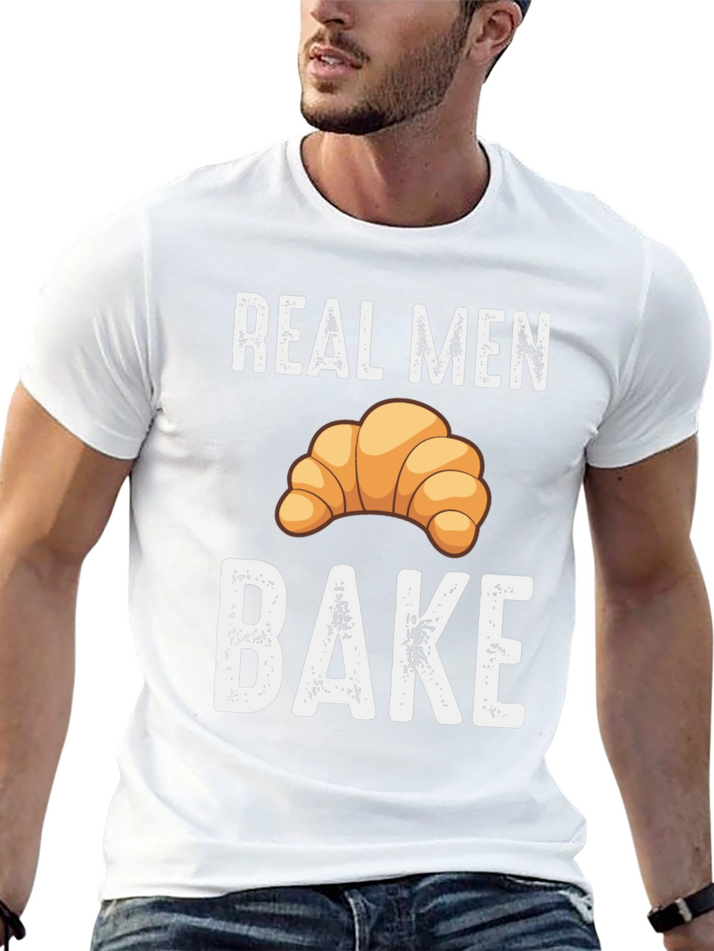 Real Men Bake T-Shirt: Novelty Croissant Tee