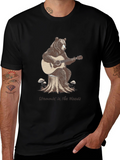 Bear Playing Guitar Graphic T-Shirt