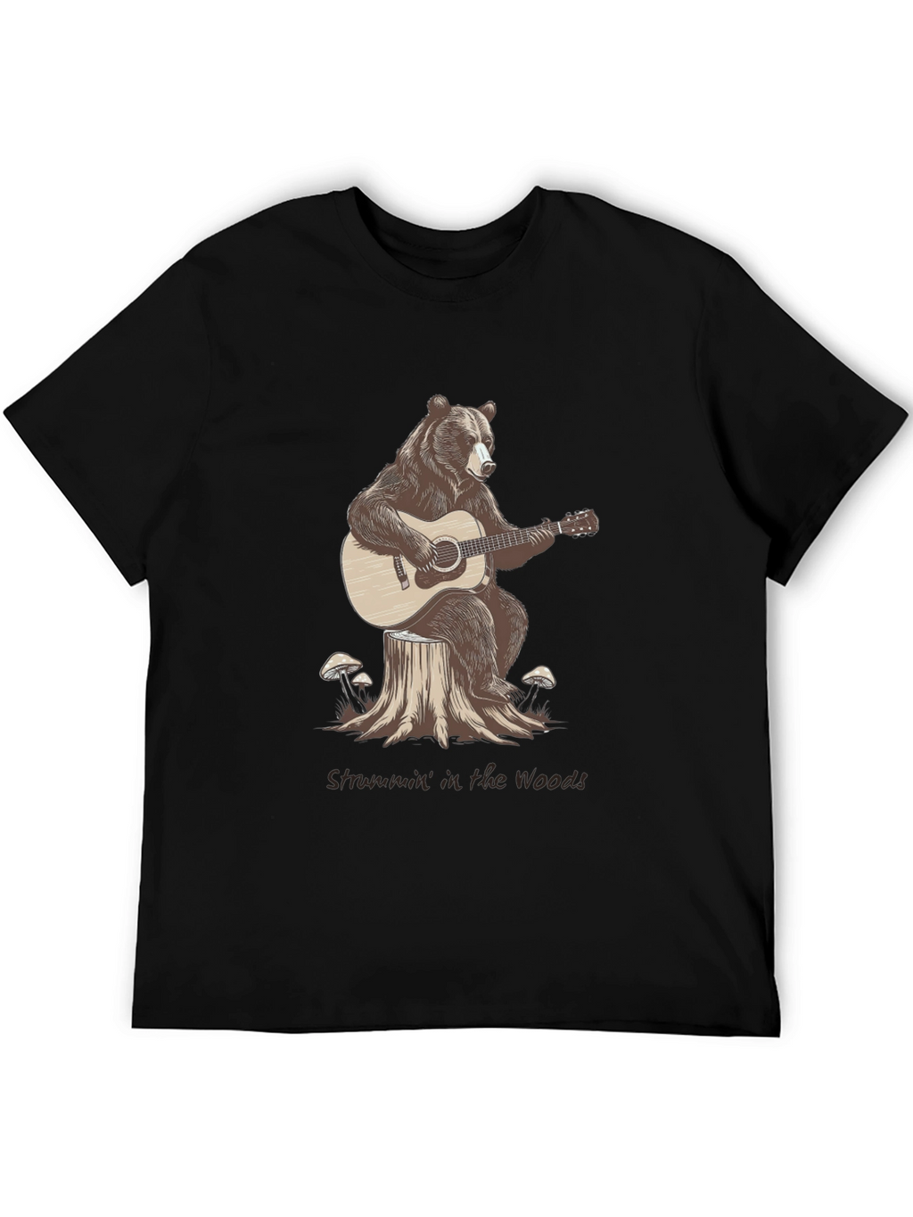 Bear Playing Guitar Graphic T-Shirt