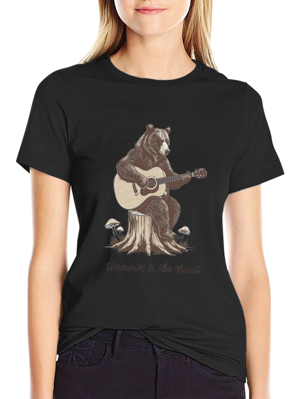 Bear Playing Guitar Graphic T-Shirt