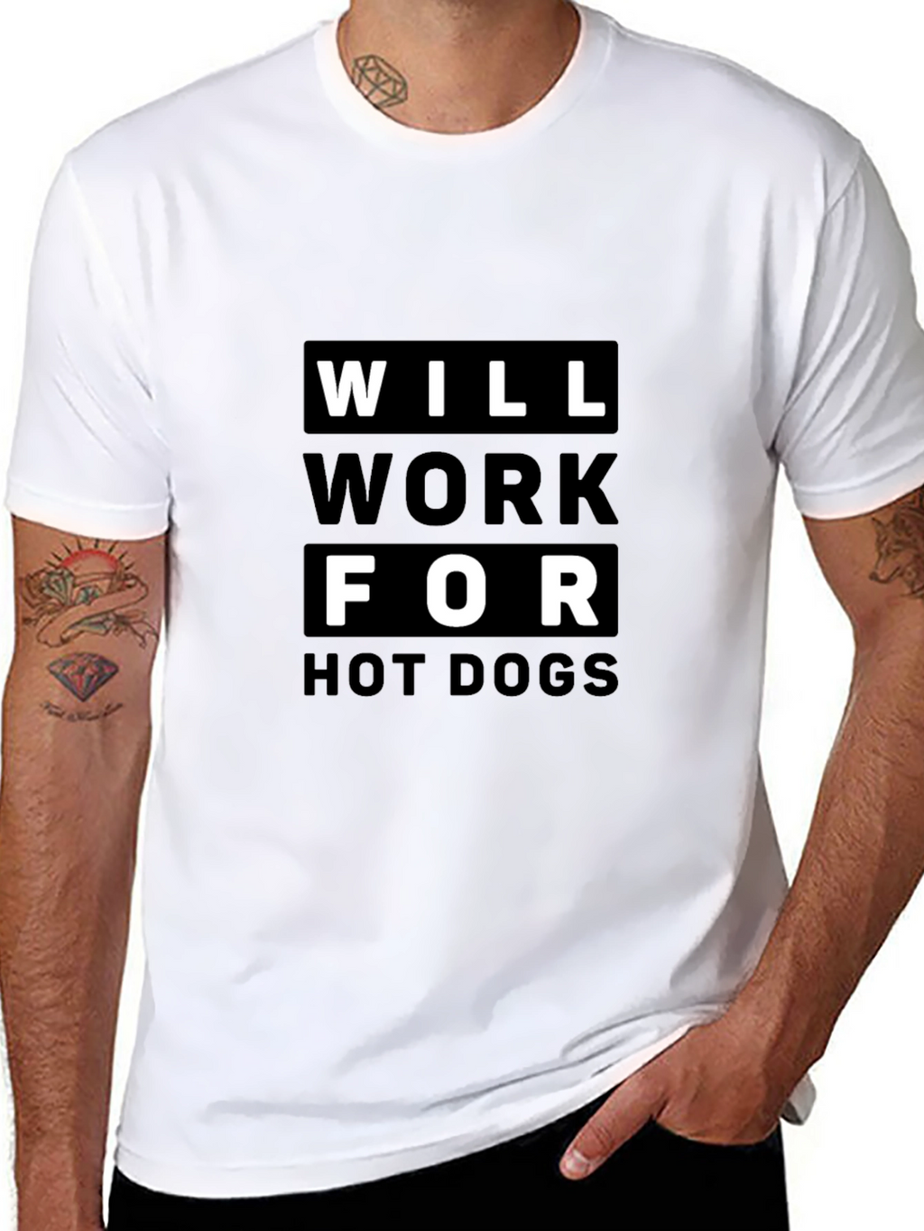 Will Work For Hot Dogs Graphic T-Shirt