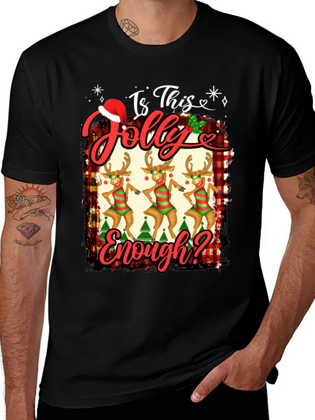 Is This Jolly Enough? Christmas Reindeer Graphic Tee
