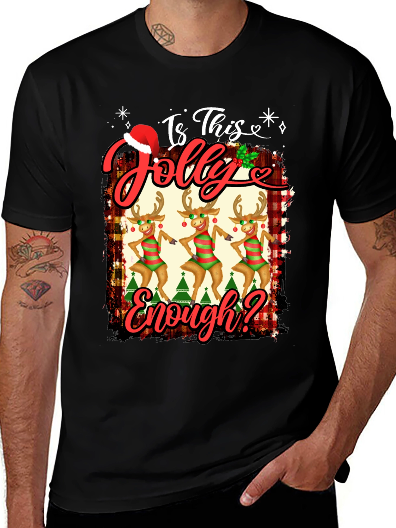 Is This Jolly Enough? Christmas Reindeer Graphic Tee
