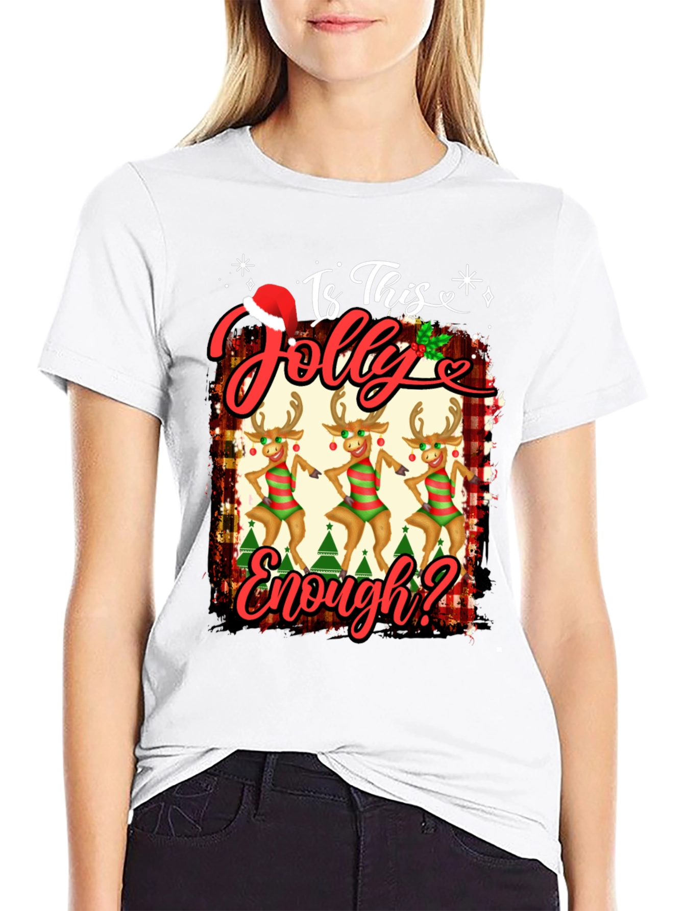 Is This Jolly Enough? Christmas Reindeer Graphic Tee