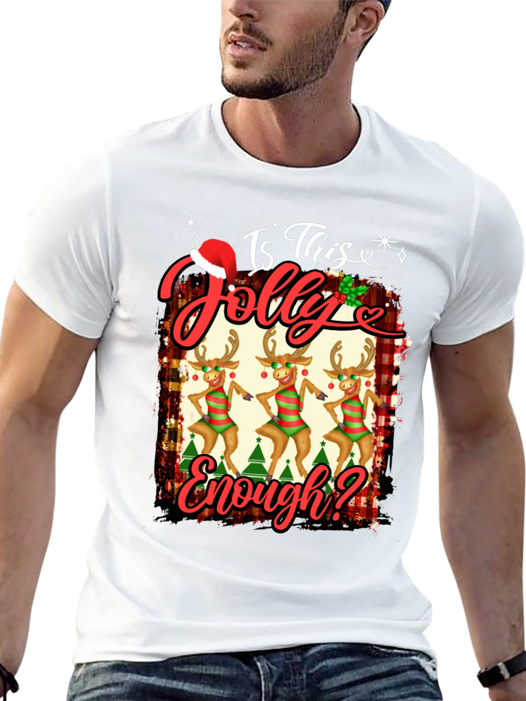 Is This Jolly Enough? Christmas Reindeer Graphic Tee