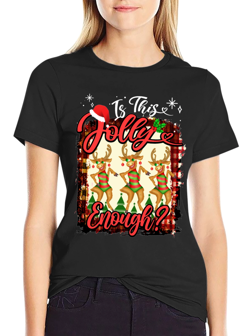 Is This Jolly Enough? Christmas Reindeer Graphic Tee