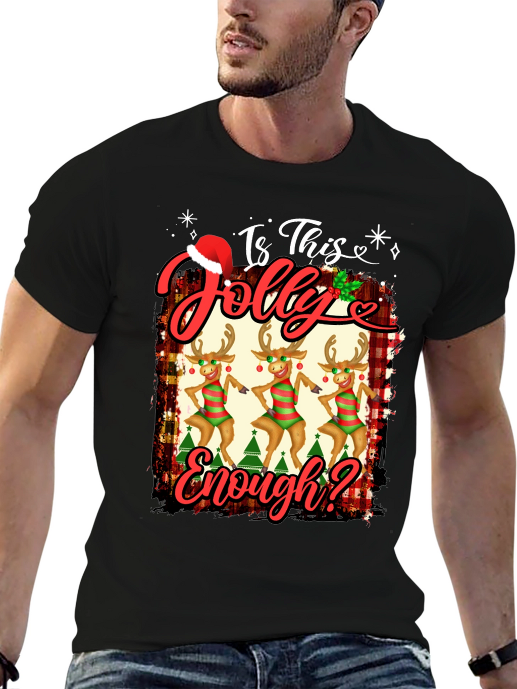 Is This Jolly Enough? Christmas Reindeer Graphic Tee