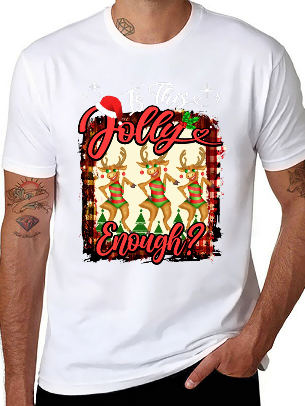 Is This Jolly Enough? Christmas Reindeer Graphic Tee