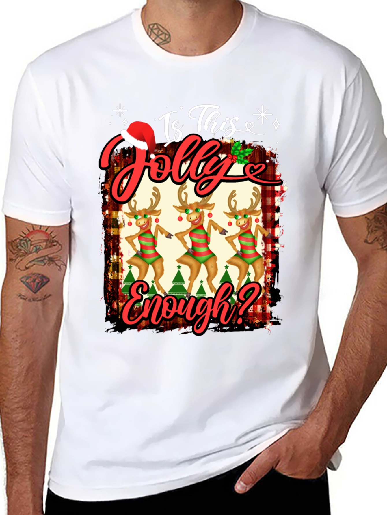 Is This Jolly Enough? Christmas Reindeer Graphic Tee