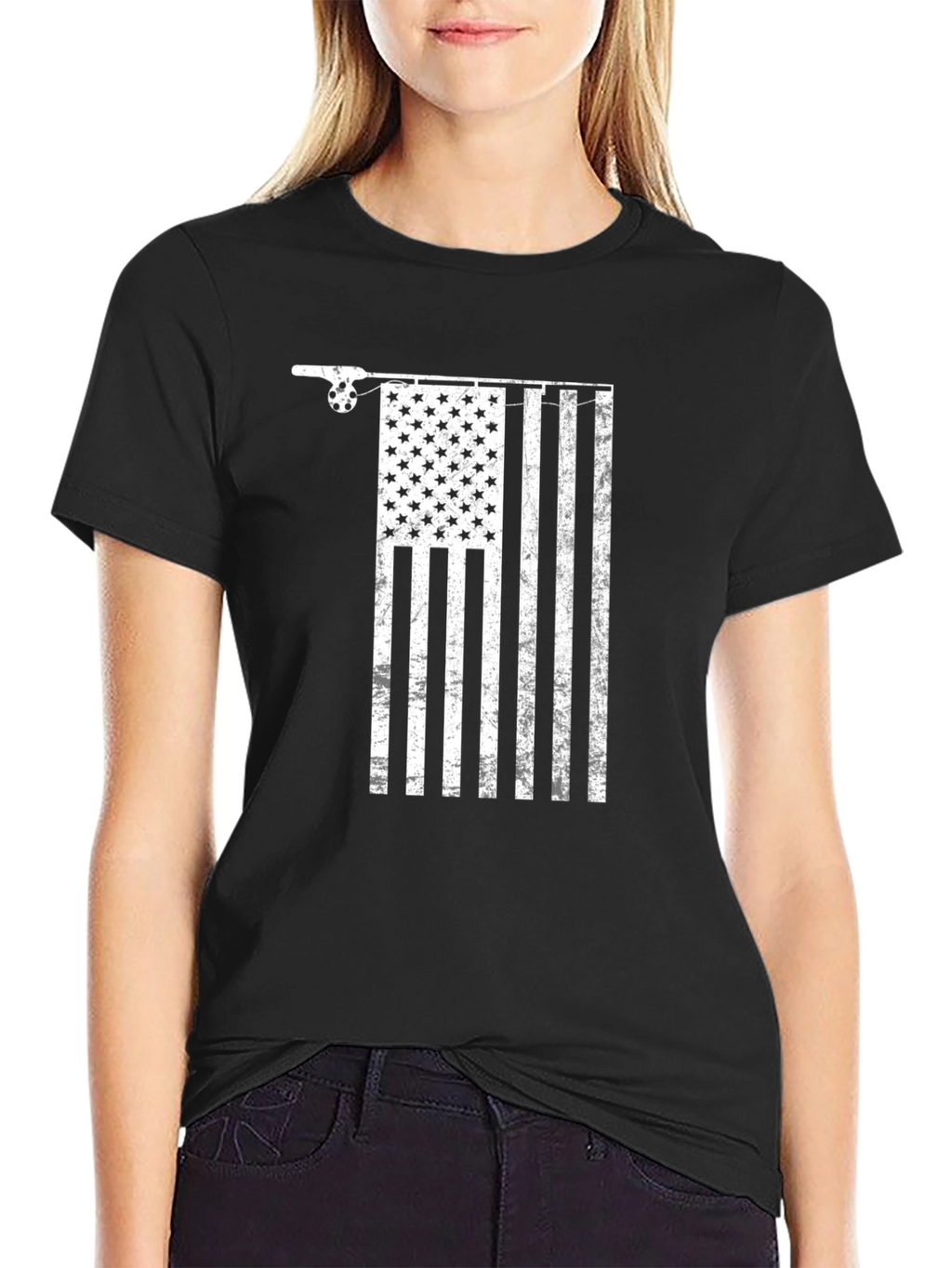 Fishing American Flag Graphic Tee