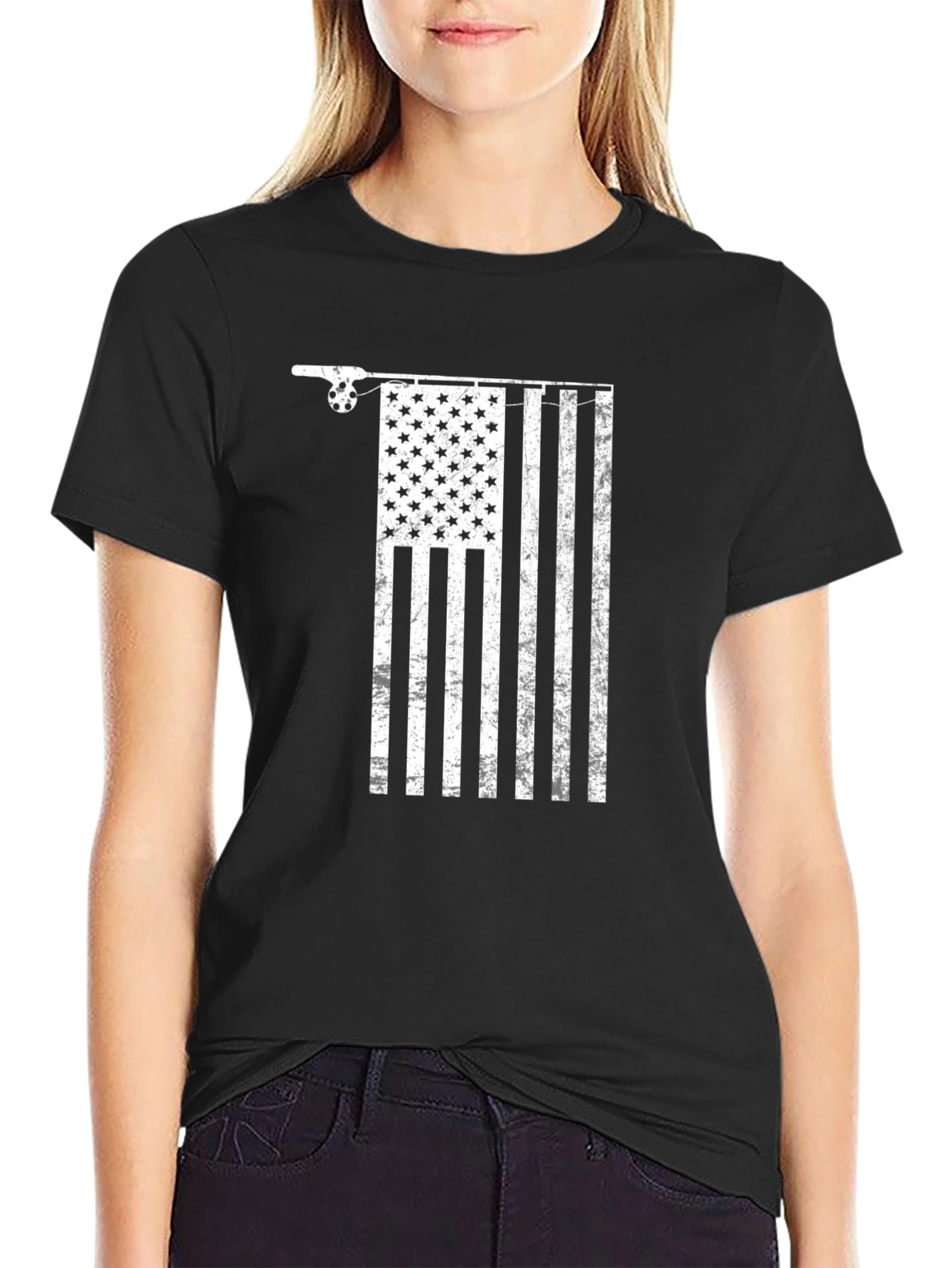 Fishing American Flag Graphic Tee