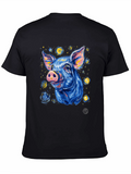 Starry Pig Graphic Tee - Unique Artistic Design