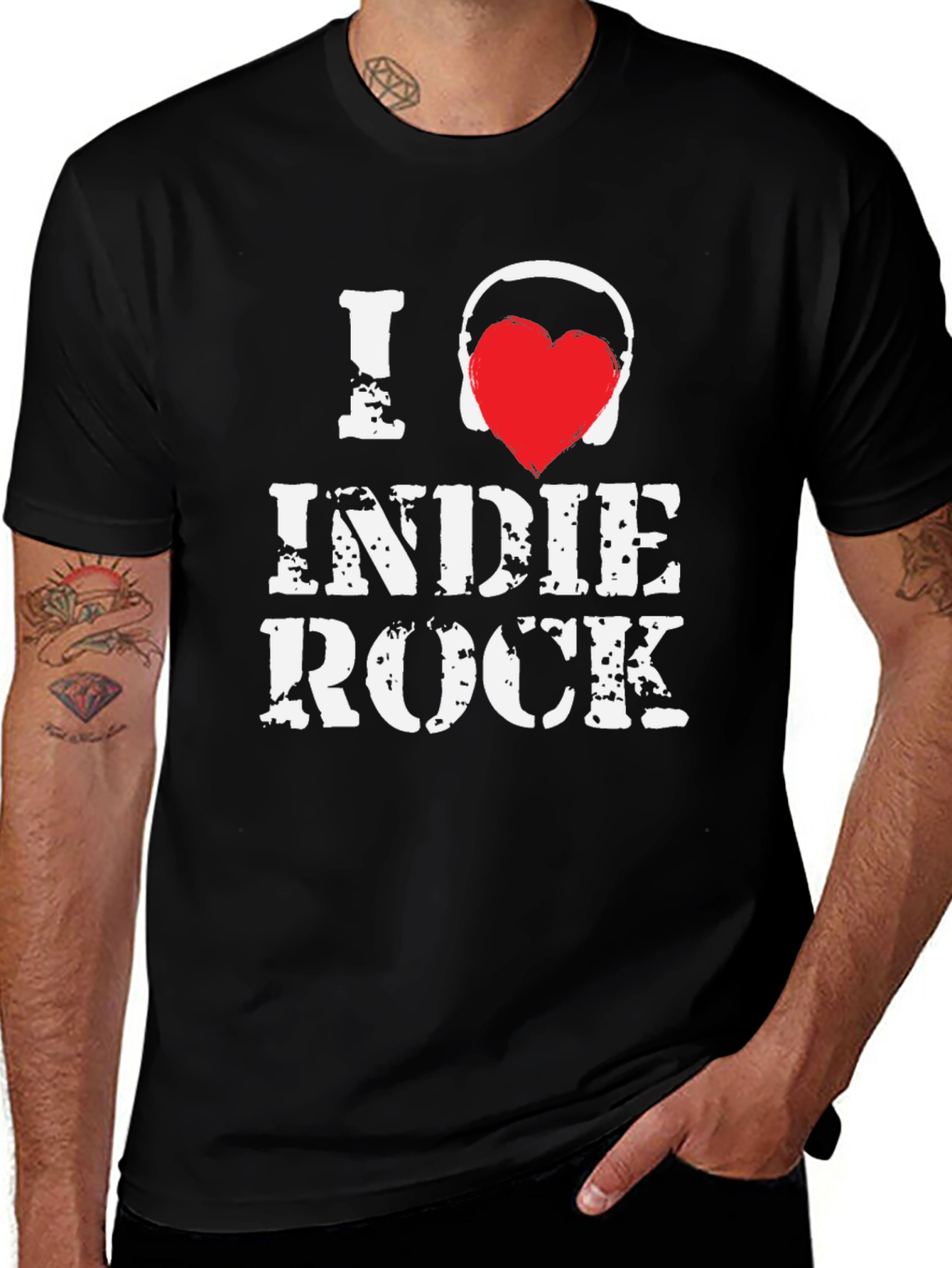 I Love Indie Rock Black Graphic Tee