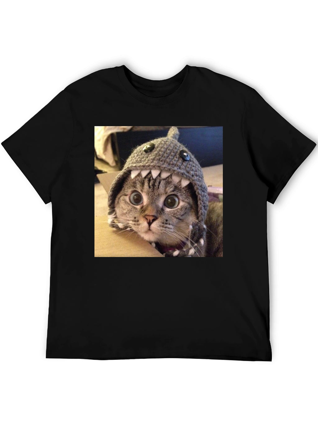 Funny Cat in Shark Hat T-Shirt