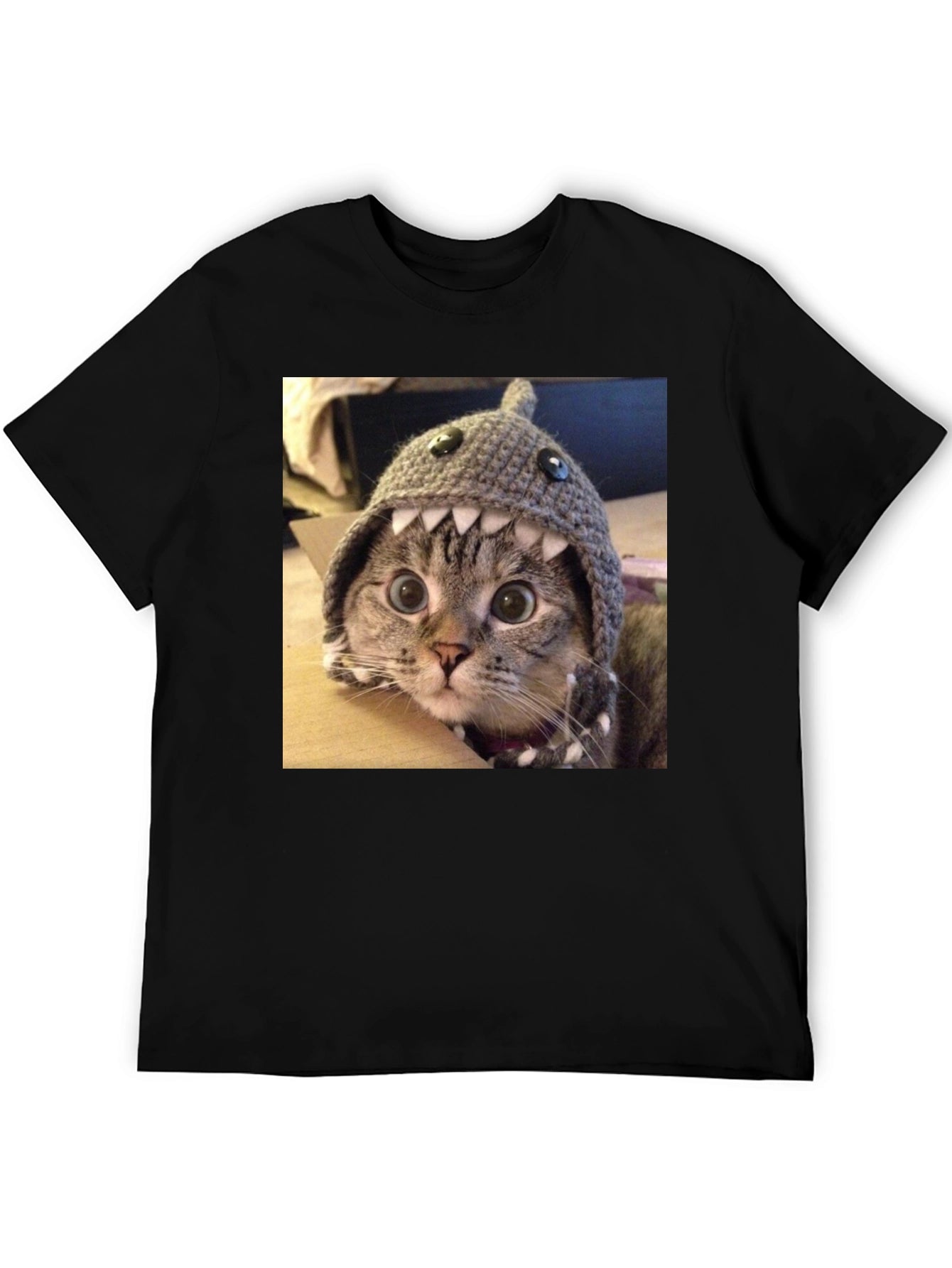 Funny Cat in Shark Hat T-Shirt
