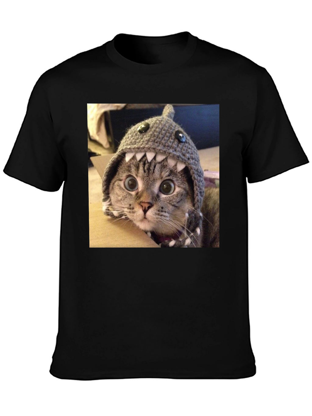 Funny Cat in Shark Hat T-Shirt