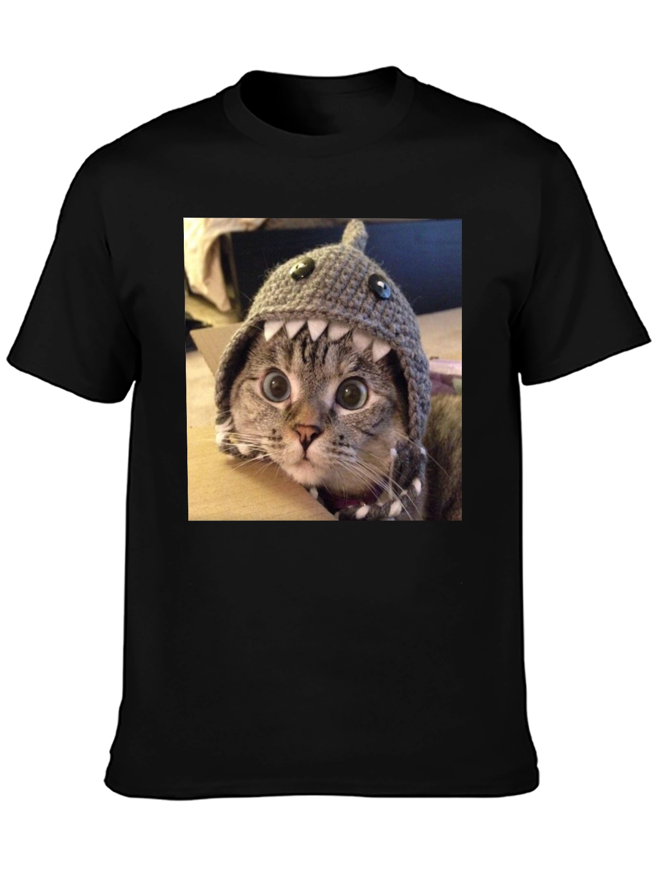 Funny Cat in Shark Hat T-Shirt