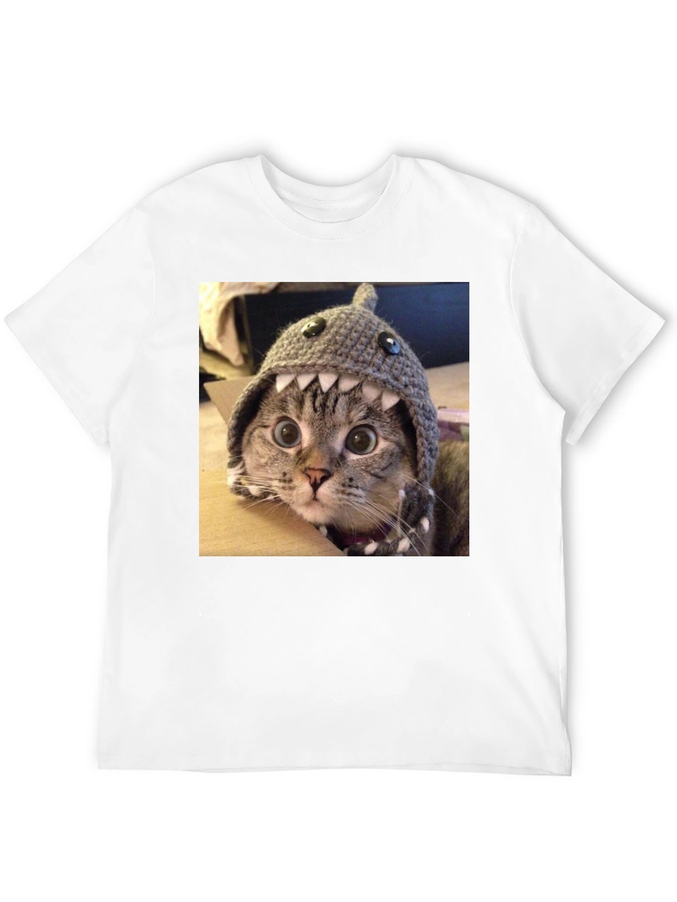 Funny Cat in Shark Hat T-Shirt