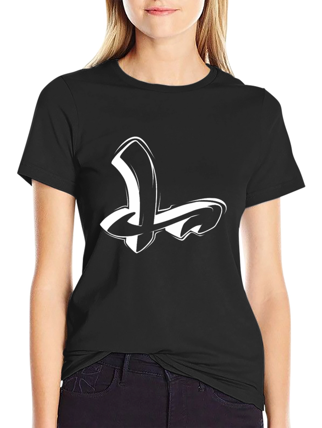 Stylish Black T-Shirt with White Graphic Design