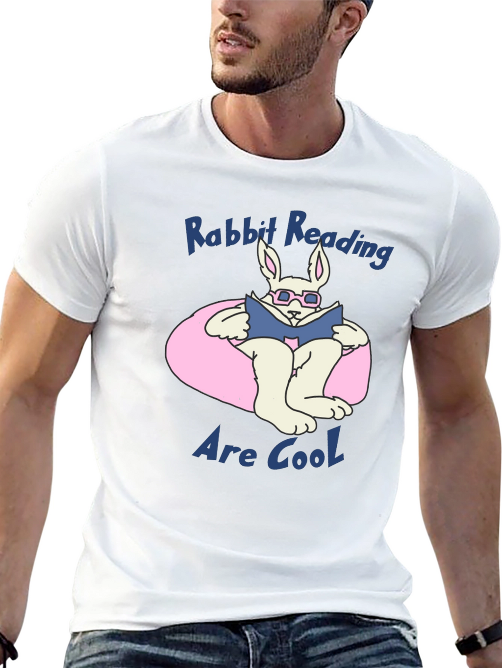 Rabbit Reading Book Graphic T-Shirt