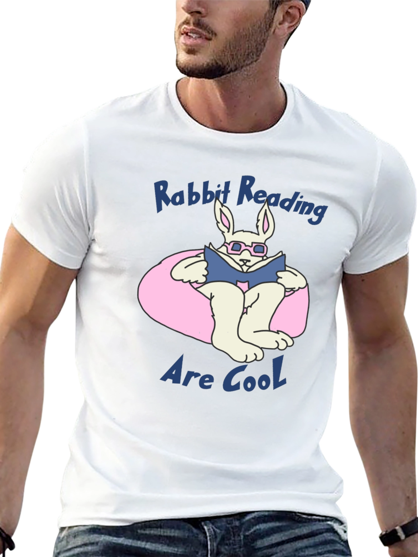 Rabbit Reading Book Graphic T-Shirt