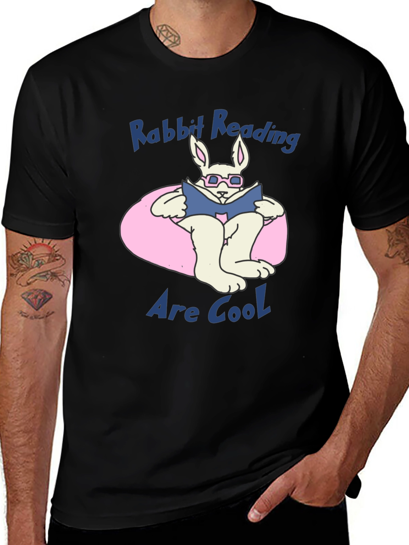 Rabbit Reading Book Graphic T-Shirt