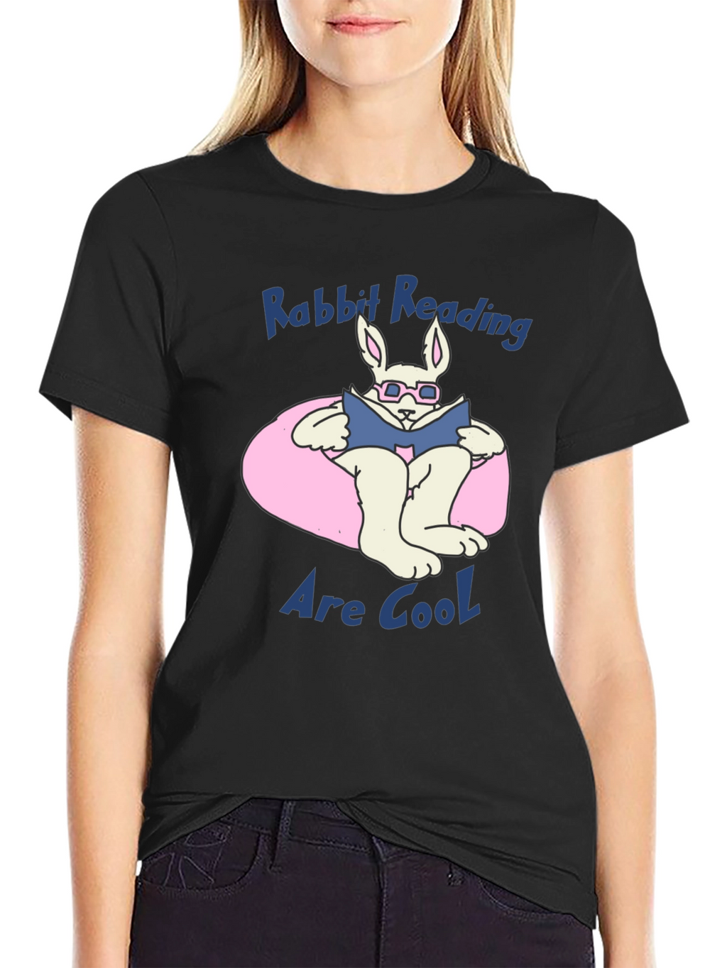 Rabbit Reading Book Graphic T-Shirt