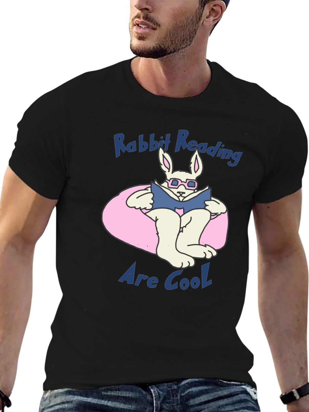 Rabbit Reading Book Graphic T-Shirt