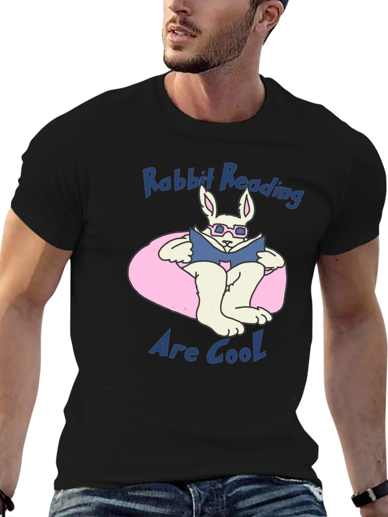 Rabbit Reading Book Graphic T-Shirt