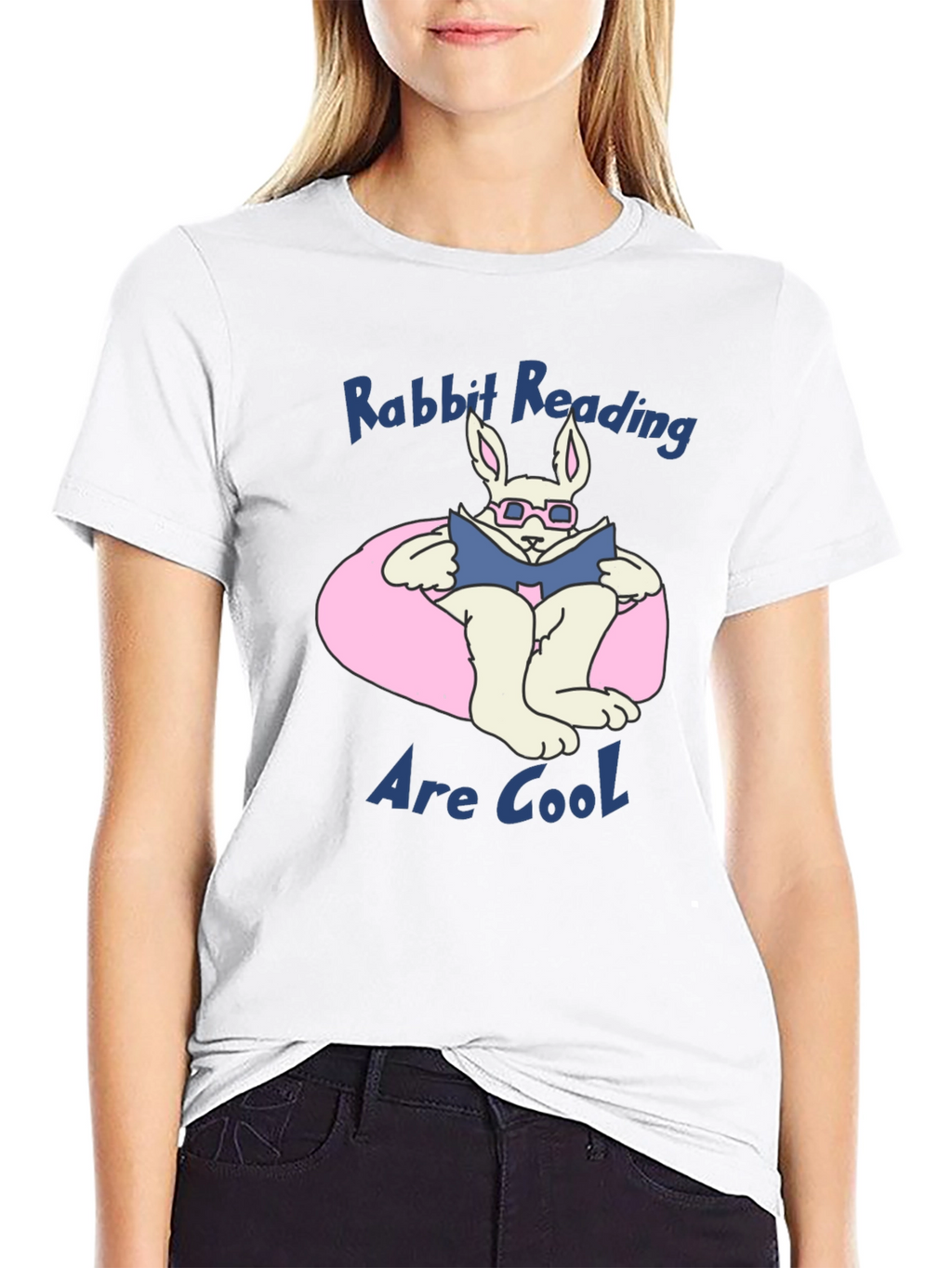 Rabbit Reading Book Graphic T-Shirt