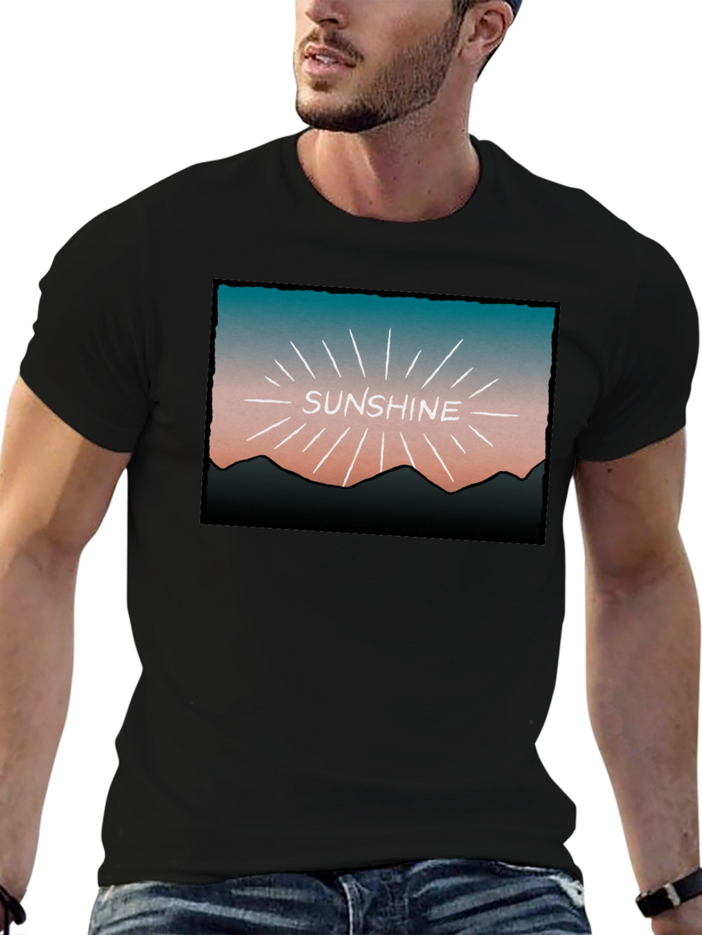 Sunshine Graphic Tee - Retro Mountain Design