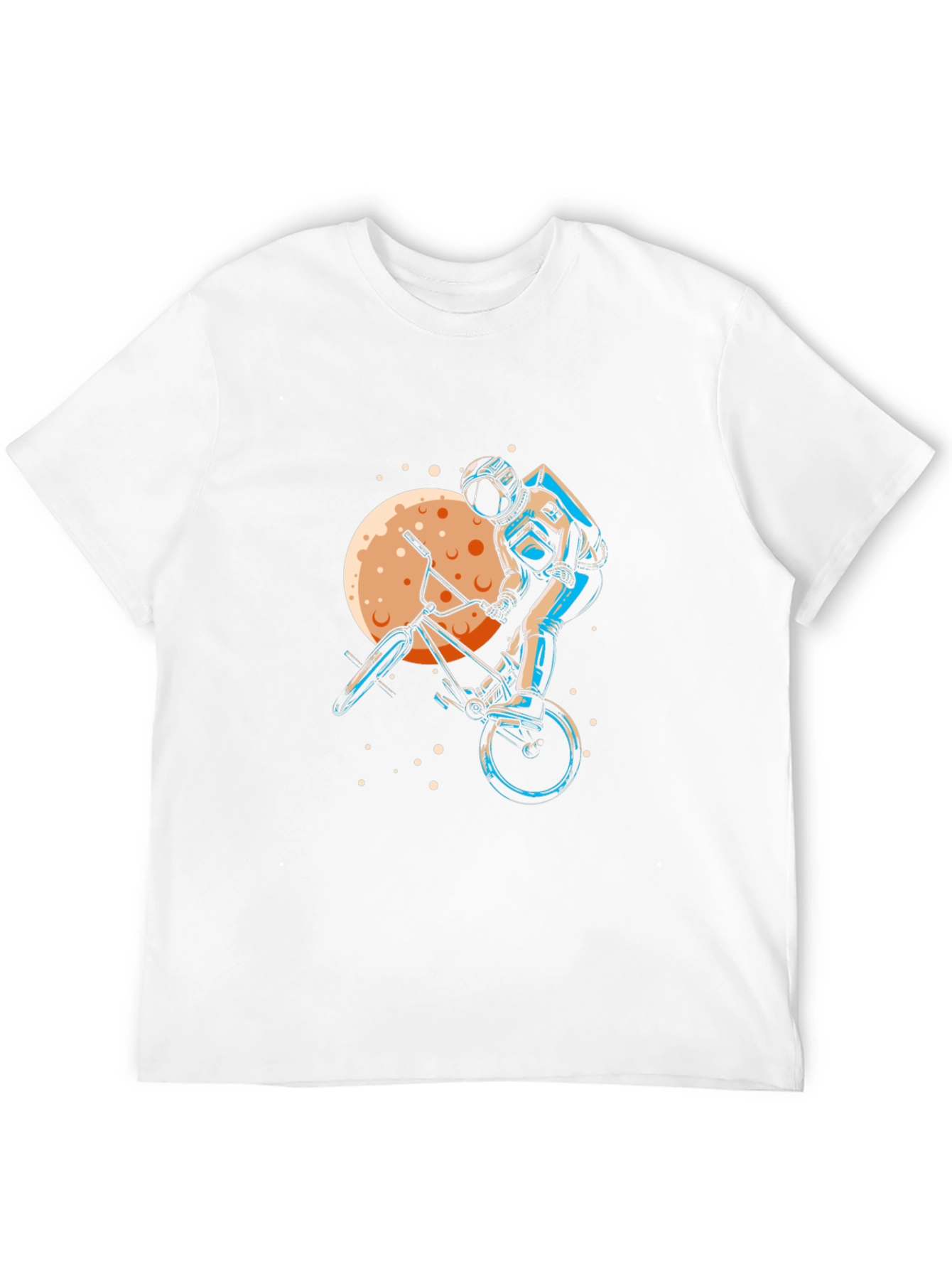 Astronaut BMX Rider Graphic Tee - Space Adventure Shirt