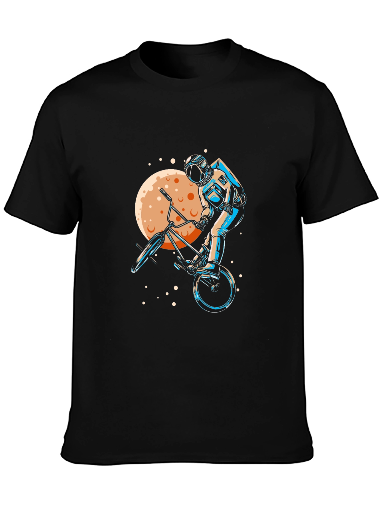Astronaut BMX Rider Graphic Tee - Space Adventure Shirt
