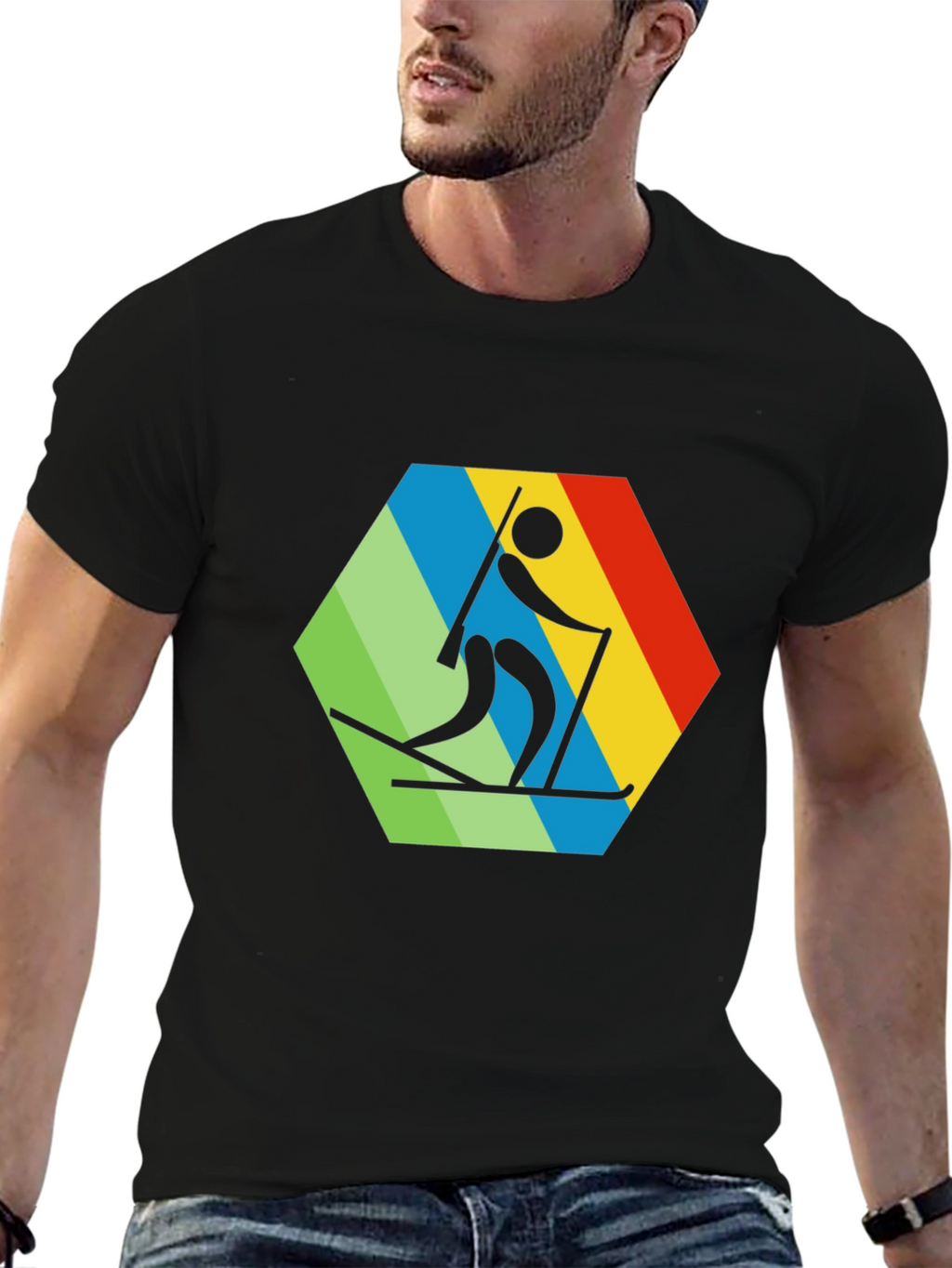 Biathlon Hexagon Graphic Tee - Skiing T-Shirt