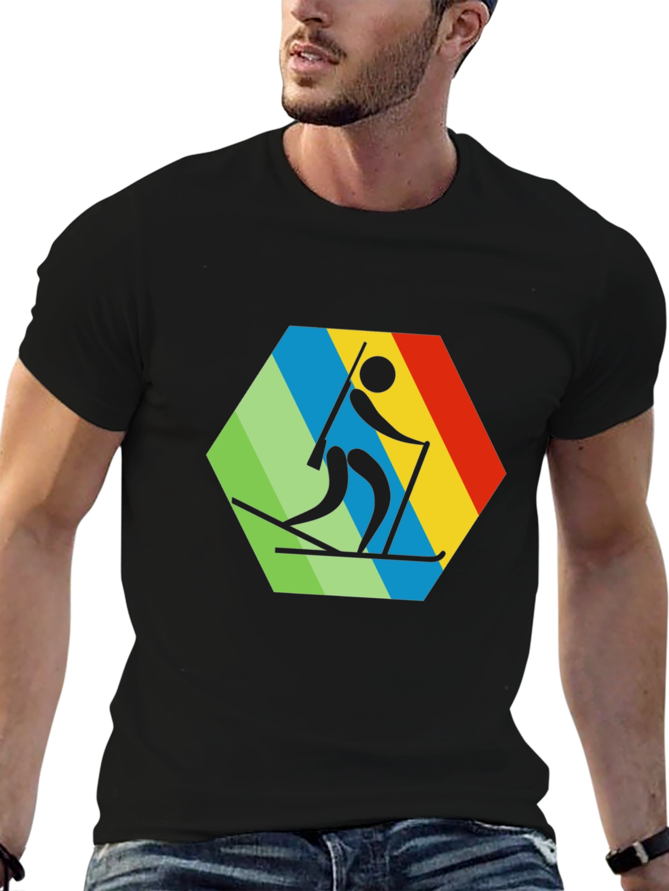 Biathlon Hexagon Graphic Tee - Skiing T-Shirt